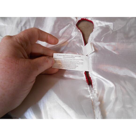 Santa's Best Mini Christmas Tree Skirt 18" Round/ 9" Radius Red & White - Picture 7 of 8